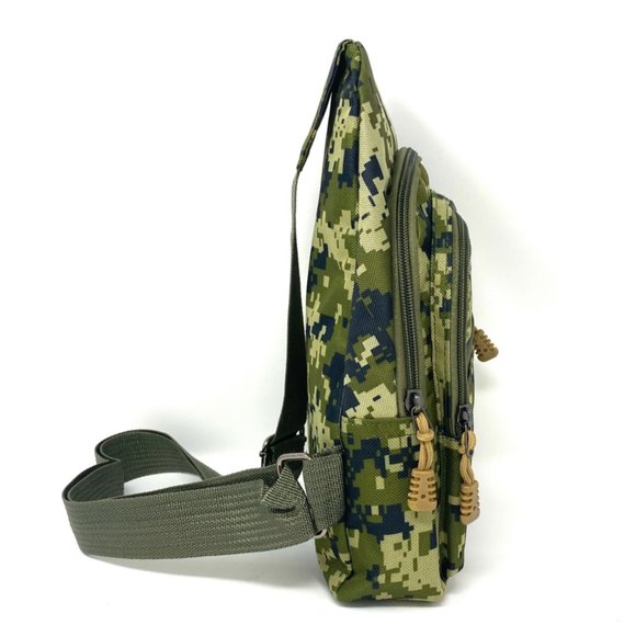 Messenger Bag Poly Sport 4 Zip Camo Green Unisex - Picture 2 of 5